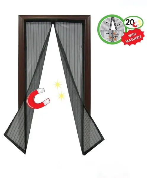 Plasa anti insecte magnetica pentru usa, neagra, 1.8x2.35 m