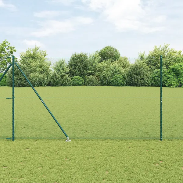 Plasa hexagonala Gossi verde 1,6x10 m otel, stalpi de plasa Gossi cu varf 7 buc Ø32 mm 180 cm otel galvanizat