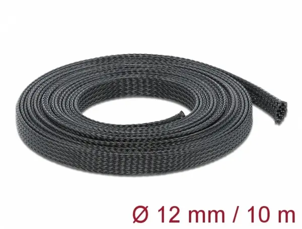 Plasa pentru organizarea cablurilor 10 m x 12 mm Negru, Delock 18902