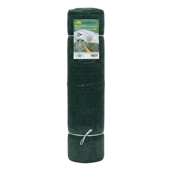 Plasa pentru umbrire, polietilena HDPE pura MESTERINO 35125035, 12 m X 50 m, grad de umbrire 35%, densitate 35g/mp, verde inchis, protectie UV/IR