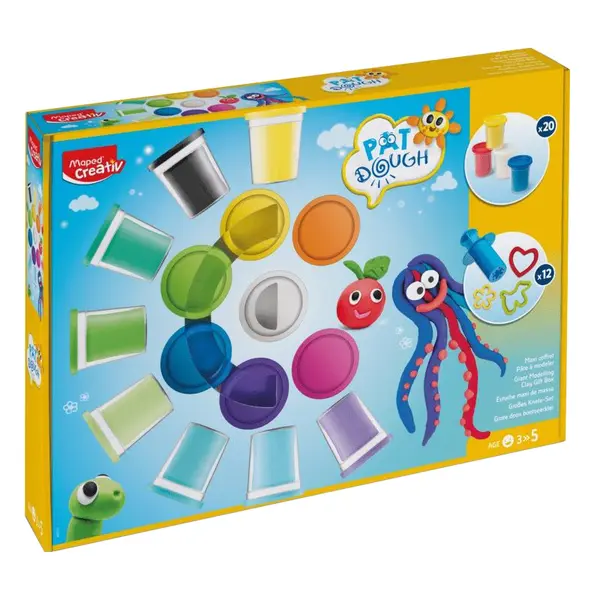 Plastilina 20 culori + 12 accesorii, Pat-Dough Maxi