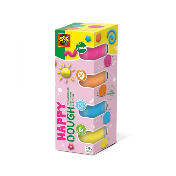 Plastilina colorata vegana pentru copii,fara gluten,set 4 recipiente x 90 gr,+1 an