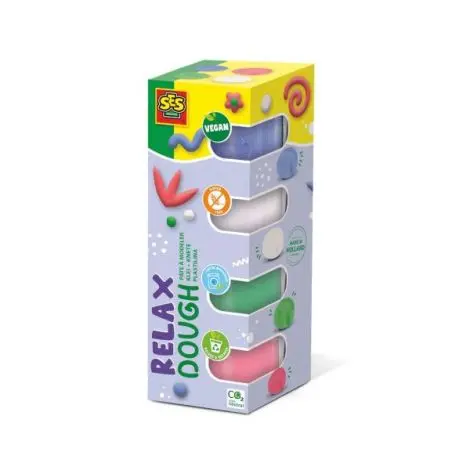 Plastilina colorata vegana pentru copii SES Relax 4 x 90 gr
