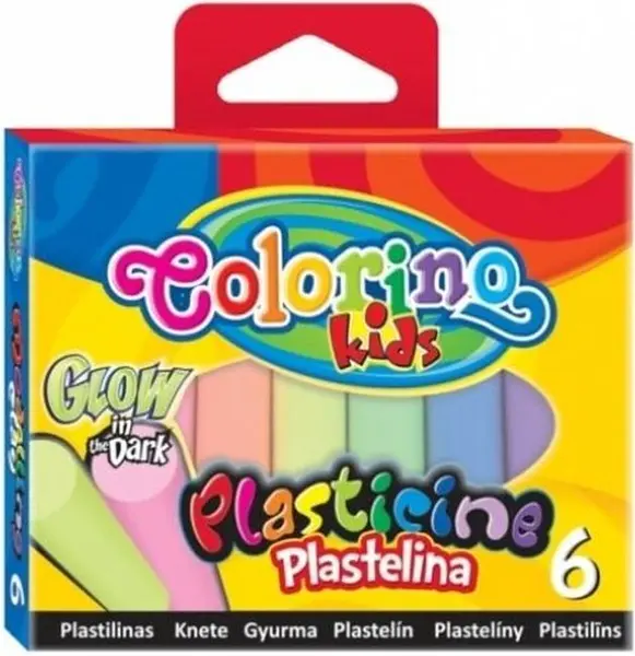 Plastilină fosforescentă Colorino Kids – Glow in the Dark, 6 culori