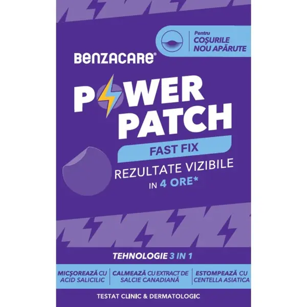 Plasturi anti-acnee Power Patch Fast Fix, 36 bucăți, Benzacare