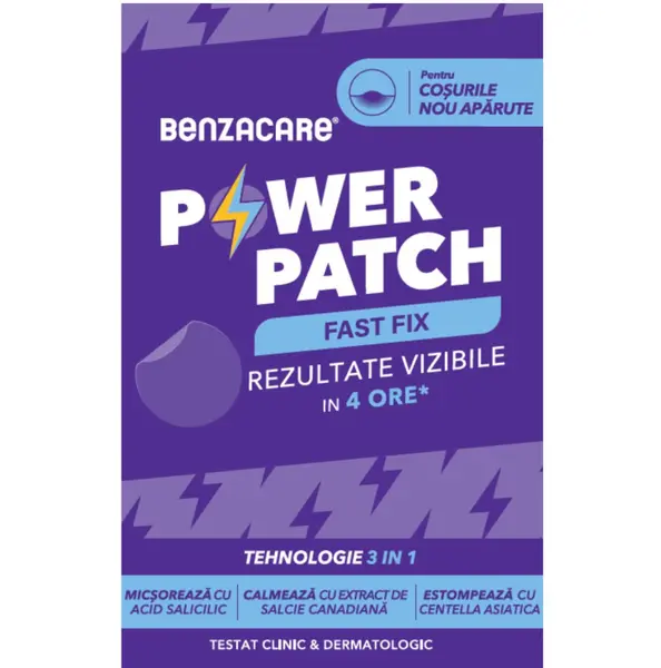 Plasturi anti-acnee Power Patch Fast Fix Benzacare, Galderma International | 36 buc