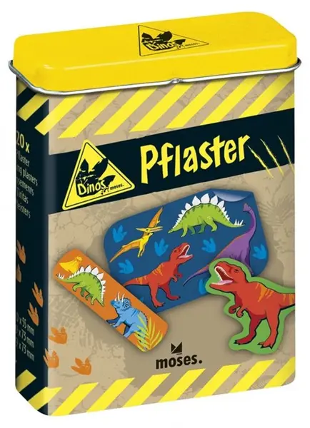 Plasturi pentru copii Moses - Dino, 20 bucăți, în cutie metalică