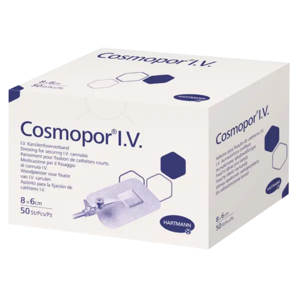 Plasturi sterili pentru fixarea branulelor Cosmopor I.V., 8 x 6 cm, Hartmann | 50 bucati