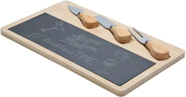 Platou de servire cu bază din lemn și accesorii Estia - 33 x 19 cm