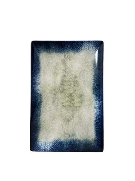Platou dreptunghiular pentru servire ,ceramica,albastru, model Lago,30x20 cm