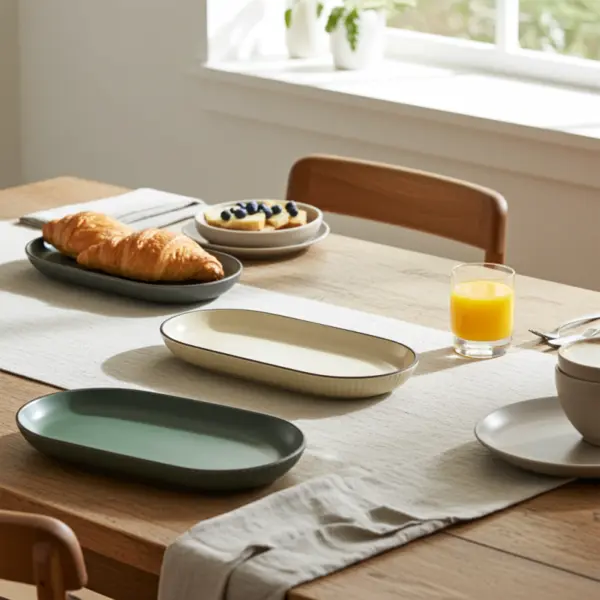 Platou oval ceramic Morello - Nordic, bej, 31 cm