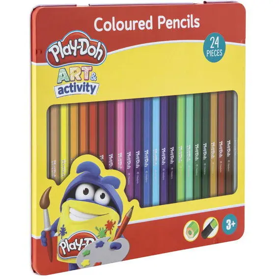 Play-Doh Set 24 creioane colorate in cutie metalica