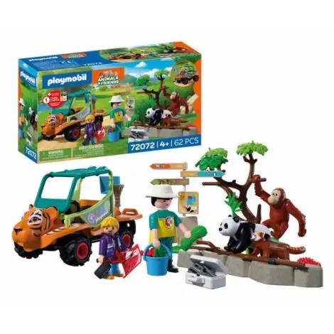 Playmobil - Jucarie de rol Ingrijitor zoo cu vehicul