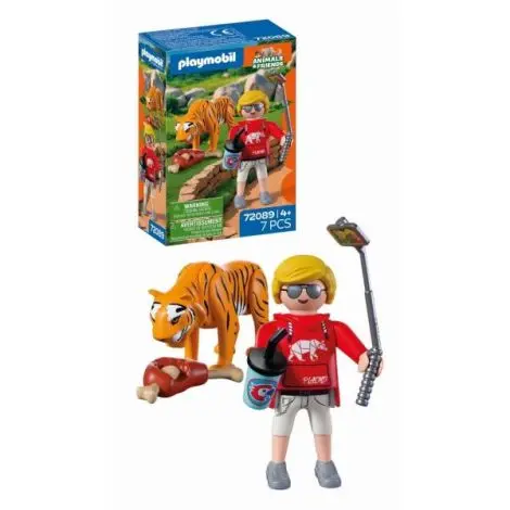 Playmobil - Jucarie de rol Vizitator zoo si tigru