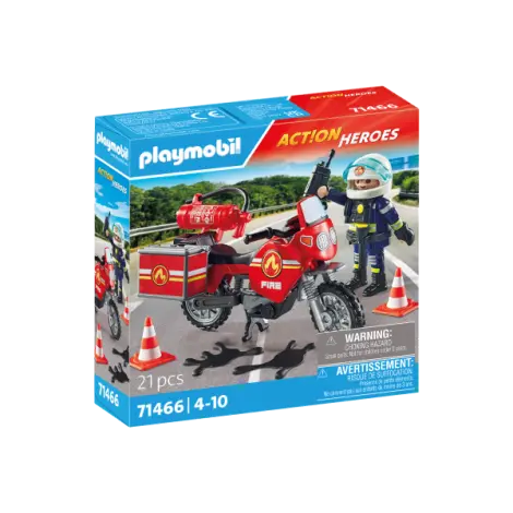 Playmobil-MOTOCICLETA DE POMPIERI LA LOCUL ACCIDENTULUI