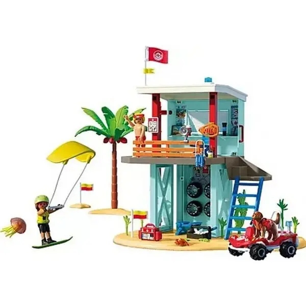 PLAYMOBIL Playmobil My Life 71903, Turn de salvamar si carucior de plaja, Multicolor