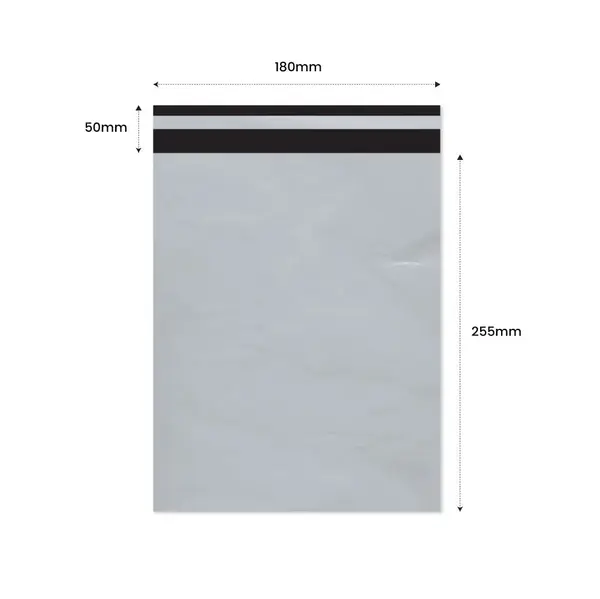 Plic Curier cu Adeziv 180x255mm + 50mm clapeta - LDPE alb + negru