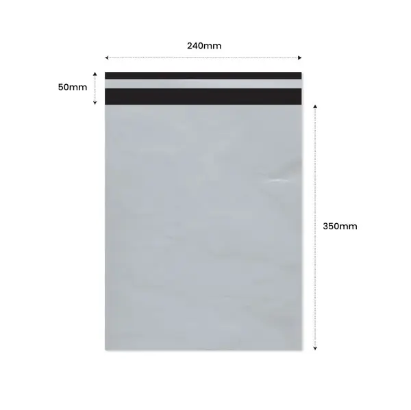 Plic Curier cu Adeziv 240X350mm + 50mm clapeta - LDPE alb + negru