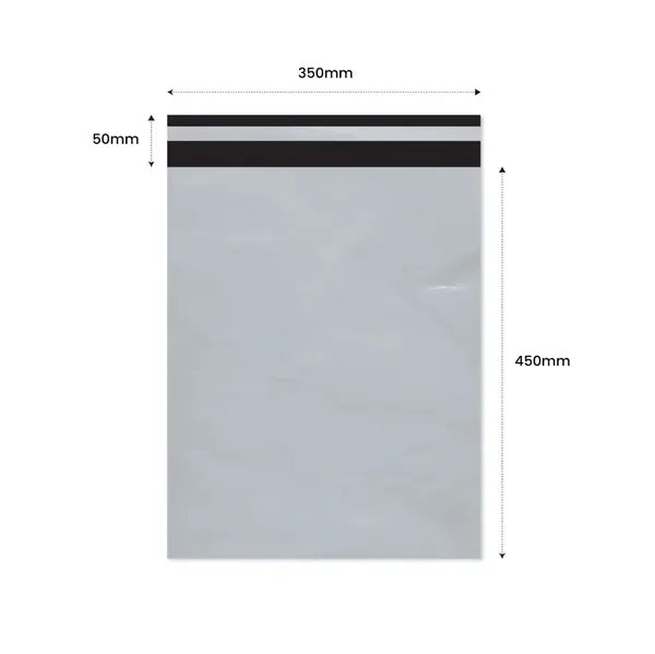 Plic Curier cu Adeziv 350X450mm + 50mm clapeta - LDPE alb + negru