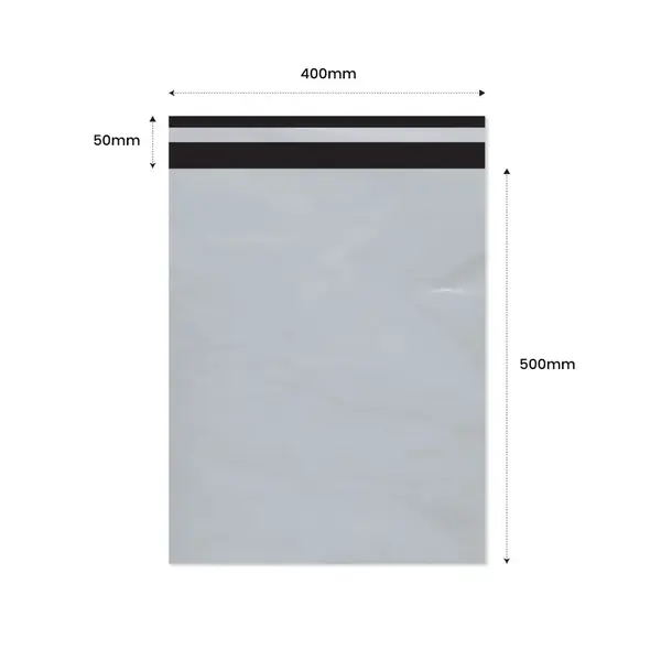 Plic Curier cu Adeziv 400X500mm + 50mm clapeta - LDPE alb + negru