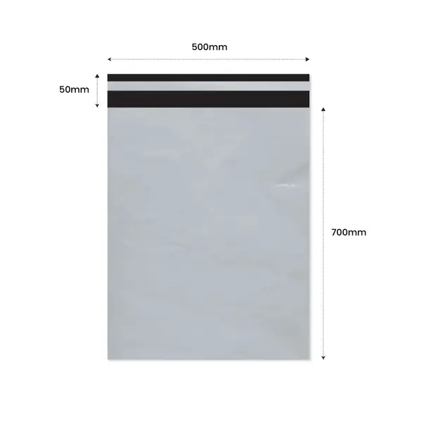 Plic Curier cu Adeziv 500X700mm + 50mm clapeta - LDPE alb + negru