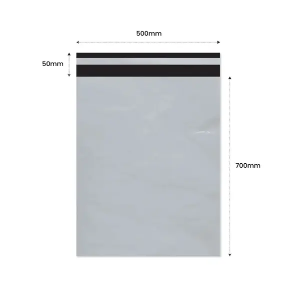 Plic Curier cu Adeziv 500X700mm + 50mm clapeta - LDPE alb + negru