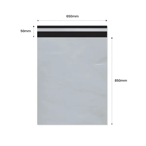 Plic Curier cu Adeziv 650X850mm + 50mm clapeta - LDPE alb + negru