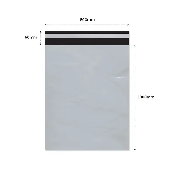 Plic Curier cu Adeziv 800X1000mm + 50mm clapeta - LDPE alb + negru