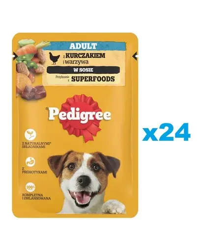 Plicuri pentru caini PEDIGREE Adult 24x100g bucati de pui si legume in sos