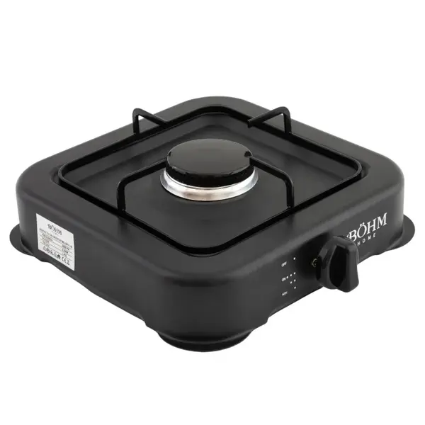 Plita cu 1 ochi BOHM, 2.2kW, GPL, Aprindere manuala, Negru