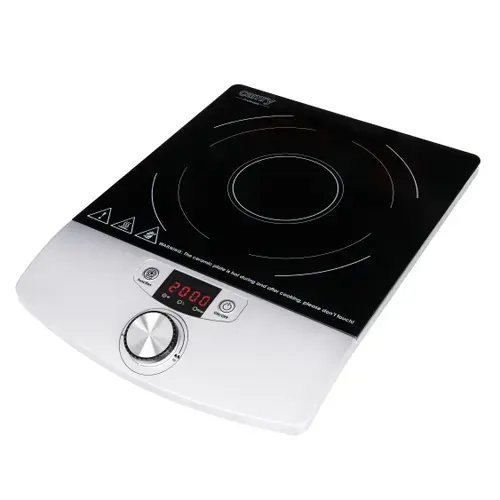 Plita cu inductie Camry CR 6515, 2000 W, Putere si temperatura reglabile, Temporizator 0-180 minute, Sticla ceramica (Negru/Argintiu)