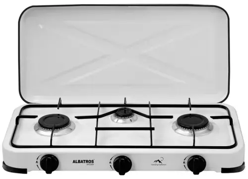 Plita de exterior Albatros APG31W, Gaz, 3 Arzatoare (Alb)