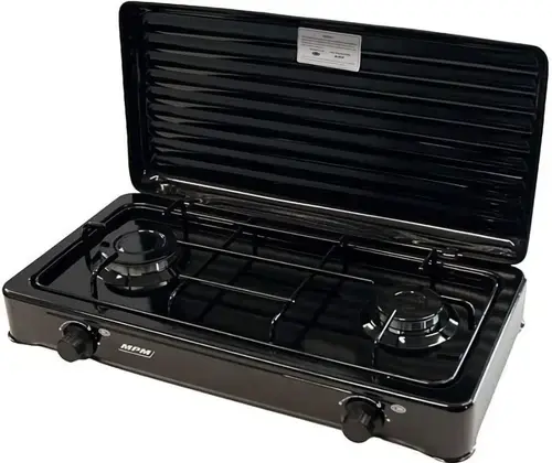 Plita de exterior MPM SMILE-KN-02/1KB, 2 Arzatoare (Negru)