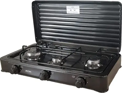 Plita de exterior MPM SMILE-KN-03/1KB, 3 Arzatoare (Negru)