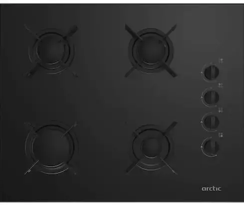 Plita incorporabila Arctic ARNGN64127SB, Gaz, 4 Arzatoare, 65 cm, Aprindere electrica (Negru)