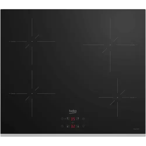 Plita incorporabila Beko HII64401SMTX, 7200 W, Inductie , 4 zone de gatit, Booster, Stop & Go, OverHeat Safety System, Auto Shutdown, 59 cm (Negru)