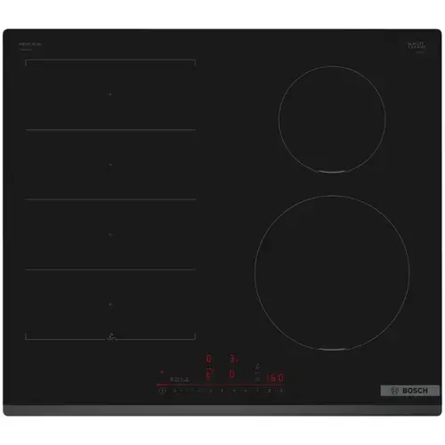 Plita incorporabila Bosch PIX631HC1E, Inductie, 4 zone de gatit, Flex Zone, Home Connect, Power Boost, 60cm, Negru