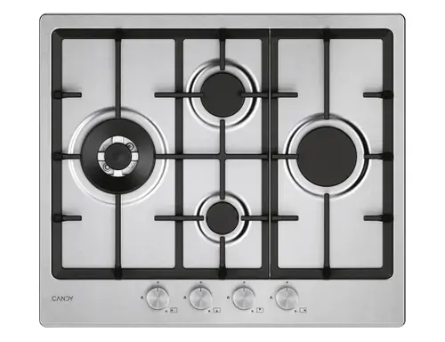 Plita incorporabila Candy Cook 800 CHG6D4WTX, Gaz, 4 arzatoare, Grilaje fonta (Inox)