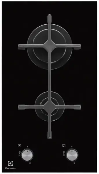 Plita incorporabila Domino Electrolux EGC3322NVK, Gaz, 2 arzatoare, 30 cm, Aprindere electrica integrata (Negru)