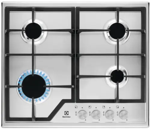 Plita incorporabila Electrolux KGS6426SX, Gaz, 4 zone de gatit, Aprindere electrica, 60 cm (Inox)