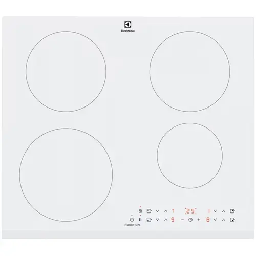 Plita incorporabila Electrolux LIR60430BW, Inductie, 4 zone de gatit, Booster, Timer electronic, Indicator caldura reziduala, 60 cm (Alb)