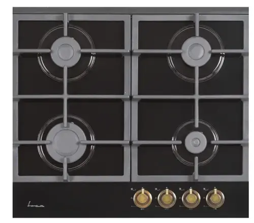 Plita incorporabila Fram FBH-S4IWF-GRBK, Gaz, 4 Arzatoare, Aprindere electrica, 60 cm (Negru)
