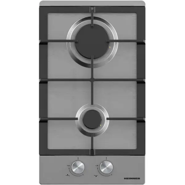 Plita incorporabila Heinner HBH-M302FIX, Gaz, 2 arzatoare, Aprindere electrica, Culoare Inox