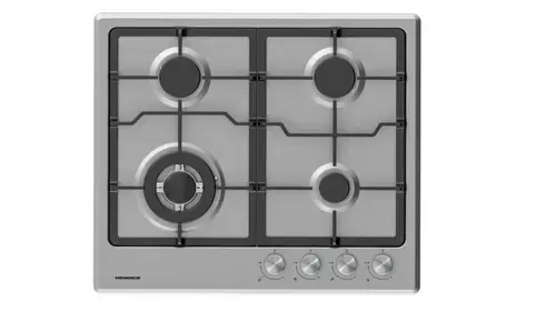 Plita incorporabila HEINNER HBH-M495IWFIX, Gaz, 4 arzatoare, Wok, Aprindere electrica (Inox)