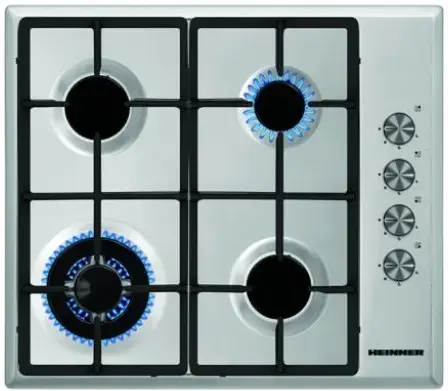 Plita incorporabila Heinner HBH-S584WI-IX, Gaz, 4 arzatoare, Aprindere electrica (Inox)