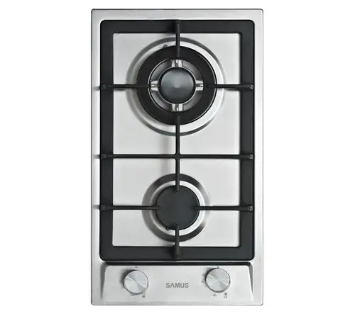 Plita incorporabila Samus PSG-32SX2, Gaz, 2 arzatoare, Arzator Wok, Aprindere electrica (Inox)