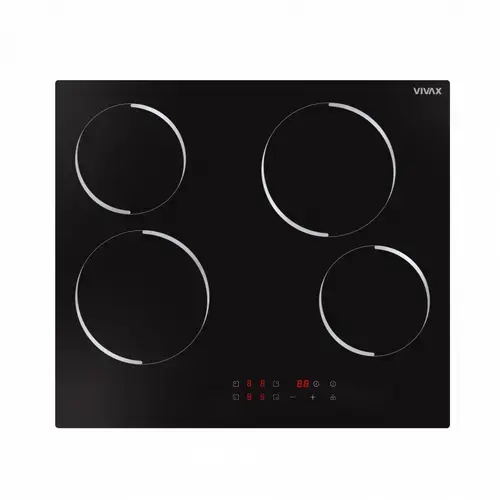 Plita incorporabila VIVAX BH-04MVC, Vitroceramica, Patru zone de gatit, Boost, Control touch, Timer, Putere maxima 8000 W, Timer digital, Setari putere in 9 trepte, Indicator caldura reziduala, Sticla securizata, 60 cm (Negru)