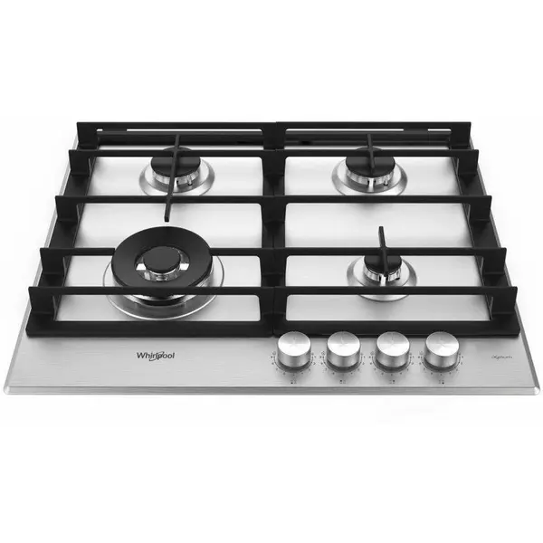 Plita incorporabila Whirlpool GMWL 628/IXL EE, Gaz, 4 arzatoare, Multilevel Flame, Arzator dublu