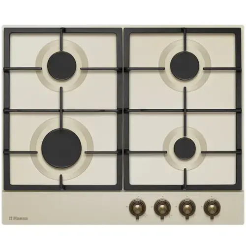 Plita pe gaz Hansa BHGY630390, 4 arzatoare, supapa de siguranta, Aprindere electrica, design retro, 59 cm (Bej)