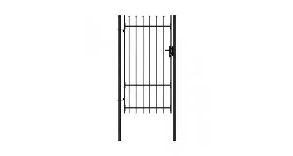 Poarta de gard cu o usa, varf ascutit, negru, 1x1,75 m, otel